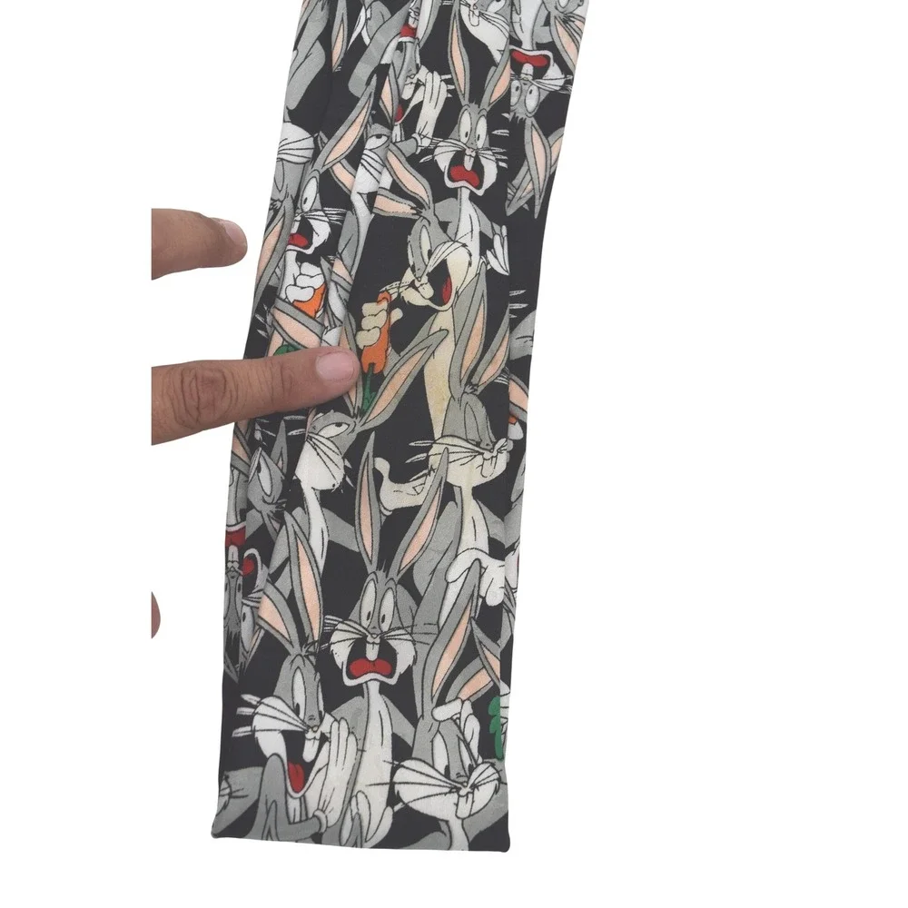 Vintage Looney Tunes Bugs Bunny Tie Black Novelty Cartoon‎ Necktie Menswear